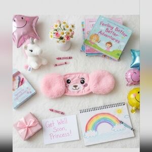 Kids Pink Animal Cartoon Fuzzy Barbiecore Face Mask